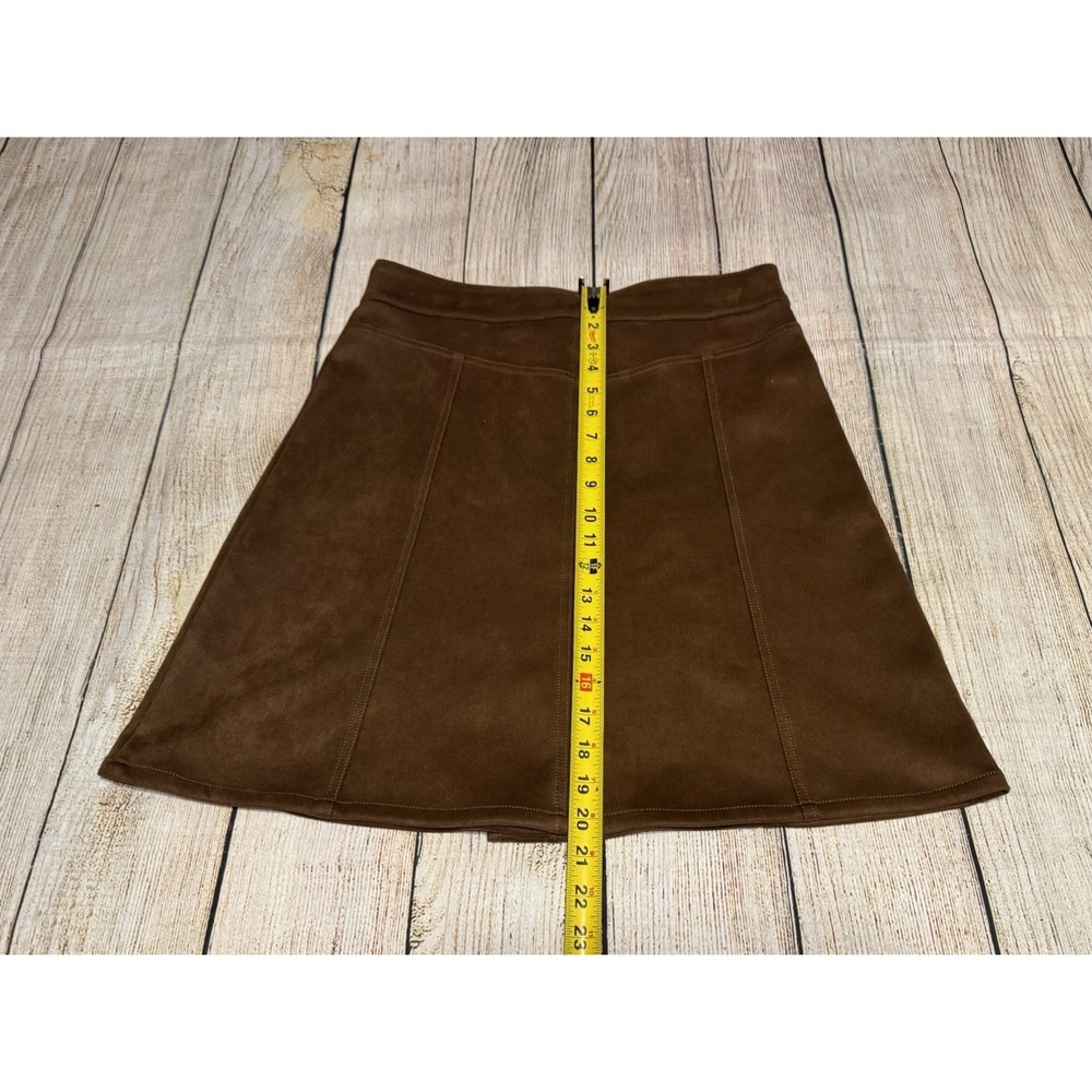 CHAPS Brown Suede Front Button A Line Skirt Western Boho Skirt Sz 8 TubA - Picture 7 of 7